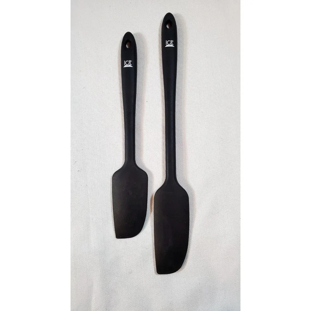 Set Of 2 - IDT‎ Silicone Spatulas Black Heat Resistant Baking Cooking Tools
